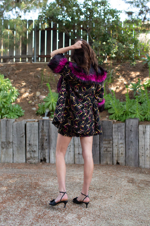 Penelope Swing Coat in Berry Boucle