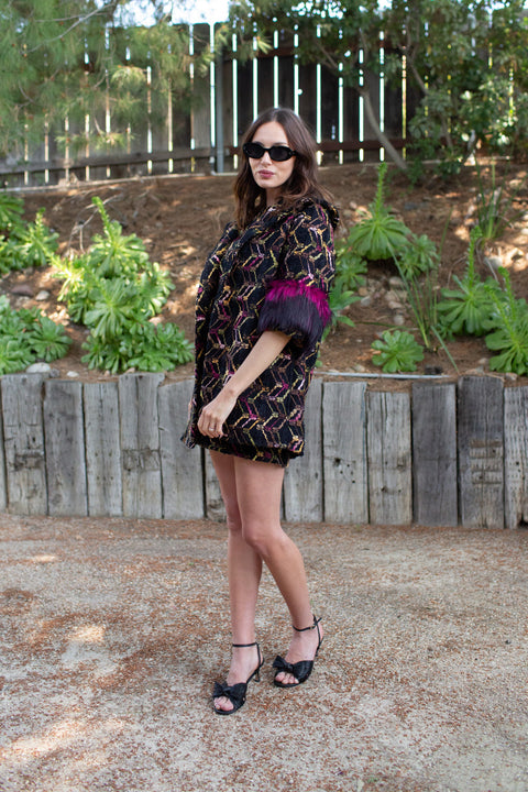 Penelope Swing Coat in Berry Boucle