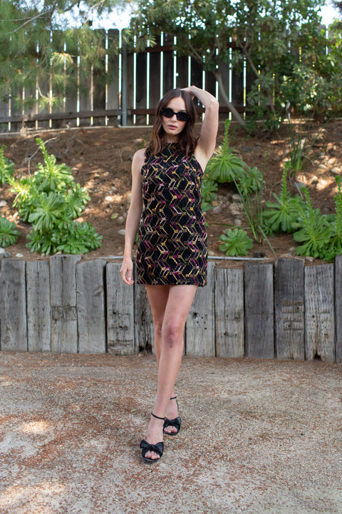Penelope Mini Dress in Berry Boucle