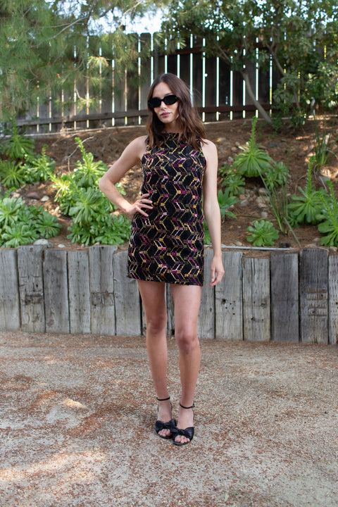 Penelope Mini Dress in Berry Boucle