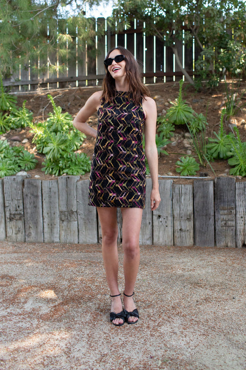 Penelope Mini Dress in Berry Boucle