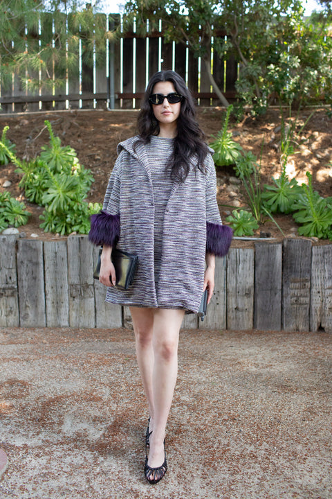 Penelope Swing Coat in Plum Horizon Boucle