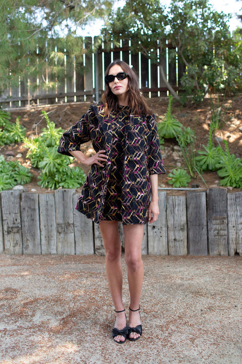 Penelope Mini Dress in Berry Boucle