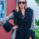 Penny Deluxe Buxom Gunmetal Faux Fur Jacket