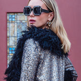 Penny Deluxe Buxom Gunmetal Faux Fur Jacket