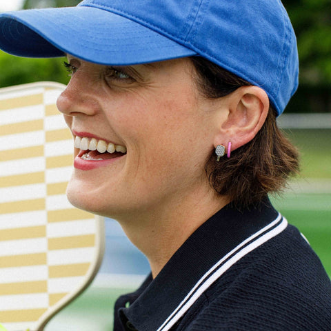 Edgy Pickleball Stud Earrings