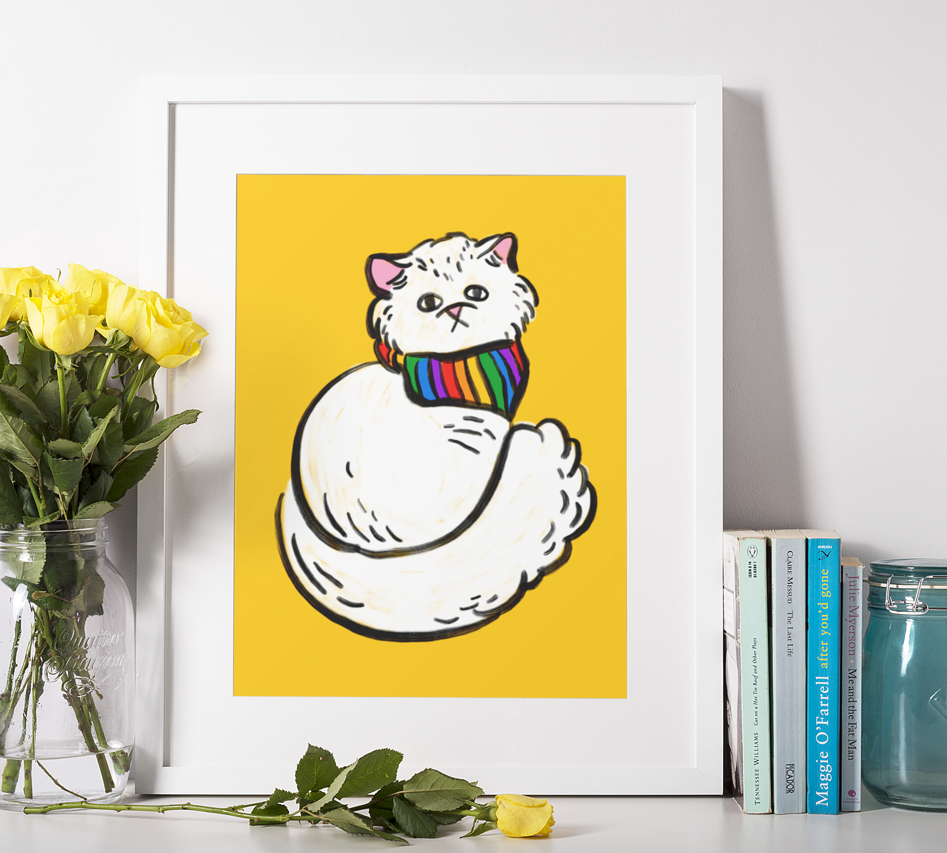 Rainbow Kitty | Framed Art Print x ModCloth Collab
