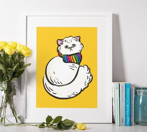 Rainbow Kitty | Framed Art Print x ModCloth Collab