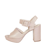 Rose Leather Platform Heels