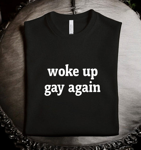 woke up gay again: T-Shirt, Pullover, Hoodie, Tank or Long Sleeve