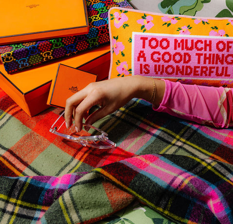 Needlepoint Pillow - Too Much of a Good Thing is Wonderful