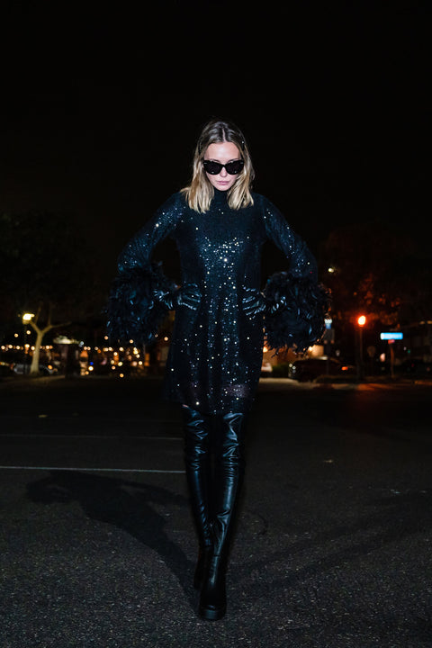 Time Warp Sequin Mod Mini in Frankie Black