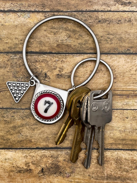 Billiard Ball  #7 Round Jumbo Pin Keychain