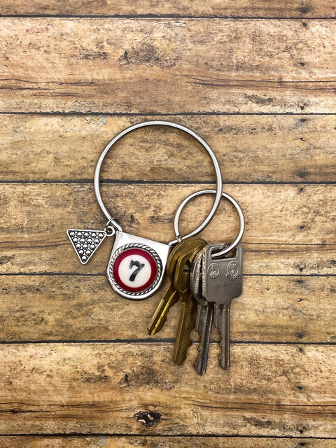Billiard Ball  #7 Round Jumbo Pin Keychain