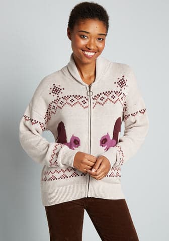 Nuttier Than Ever Fair Isle Zip-Up Sweater | ModCloth