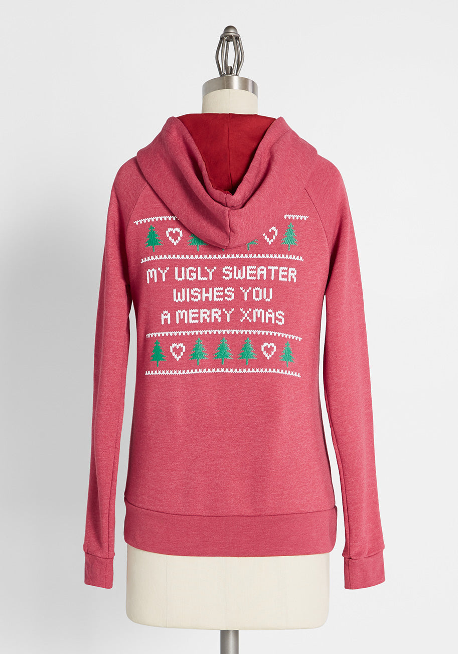 Love My Ugly Christmas Sweater ZipUp Hoodie ModCloth