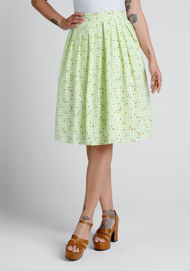 Green Checkered Floral