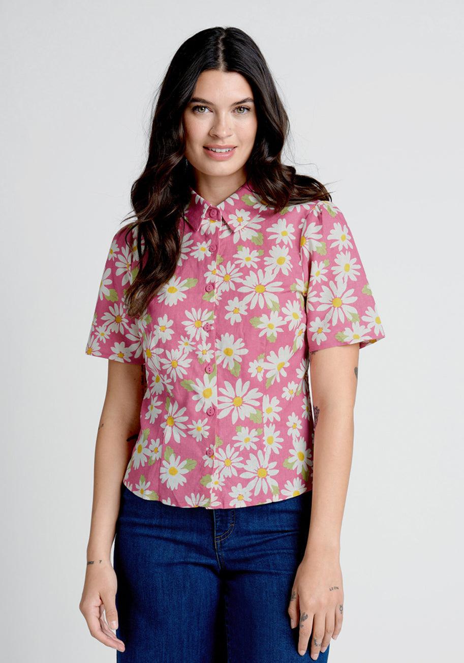 Synchronized Shimmer Button-Up Blouse | ModCloth