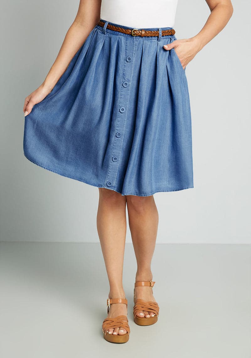 Bookstore's Best Chambray A-Line Skirt  - Pre-Loved