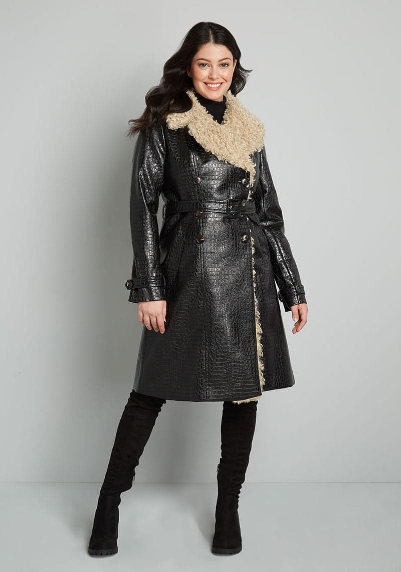 It's a Wild World Out There Vegan Leather Trench Coat