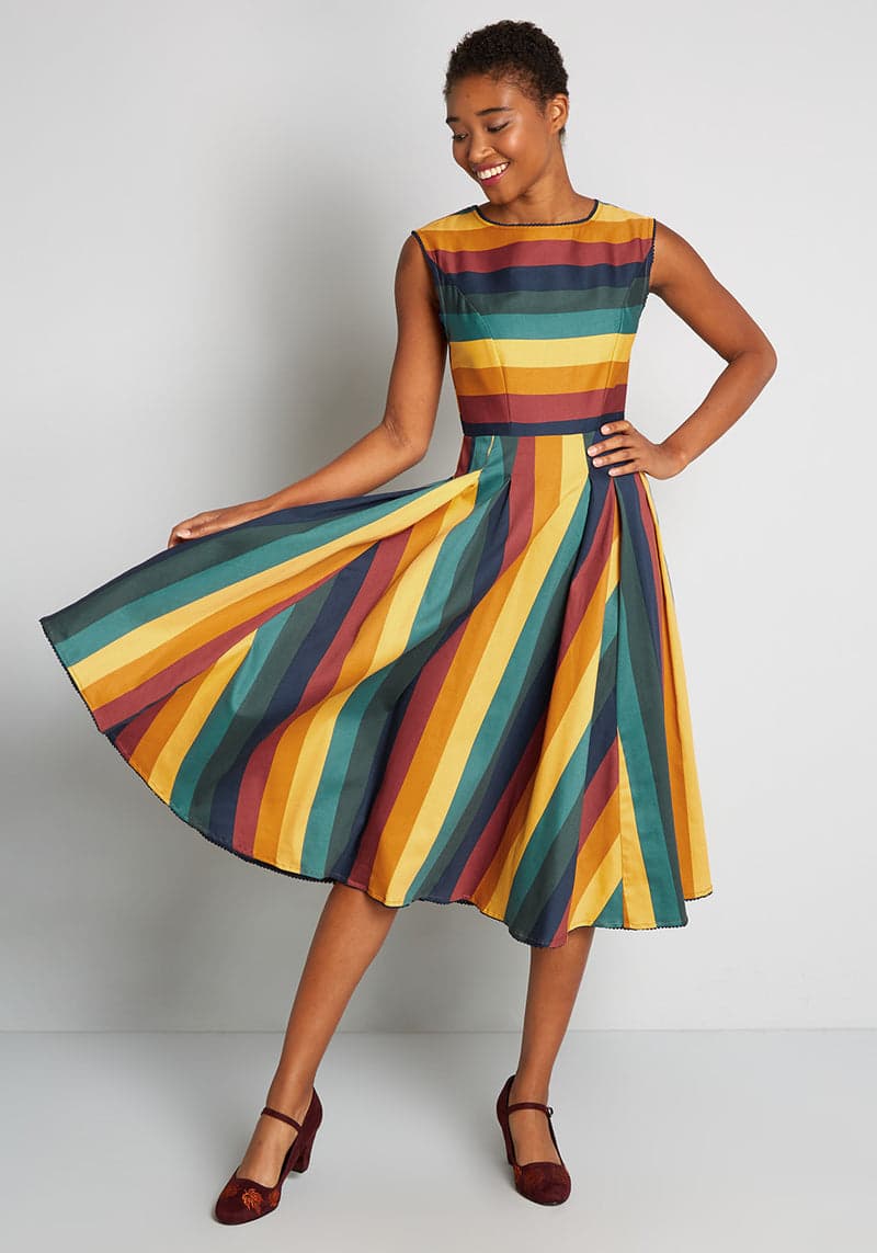 Slice Of Rainbow Fit and Flare Dress