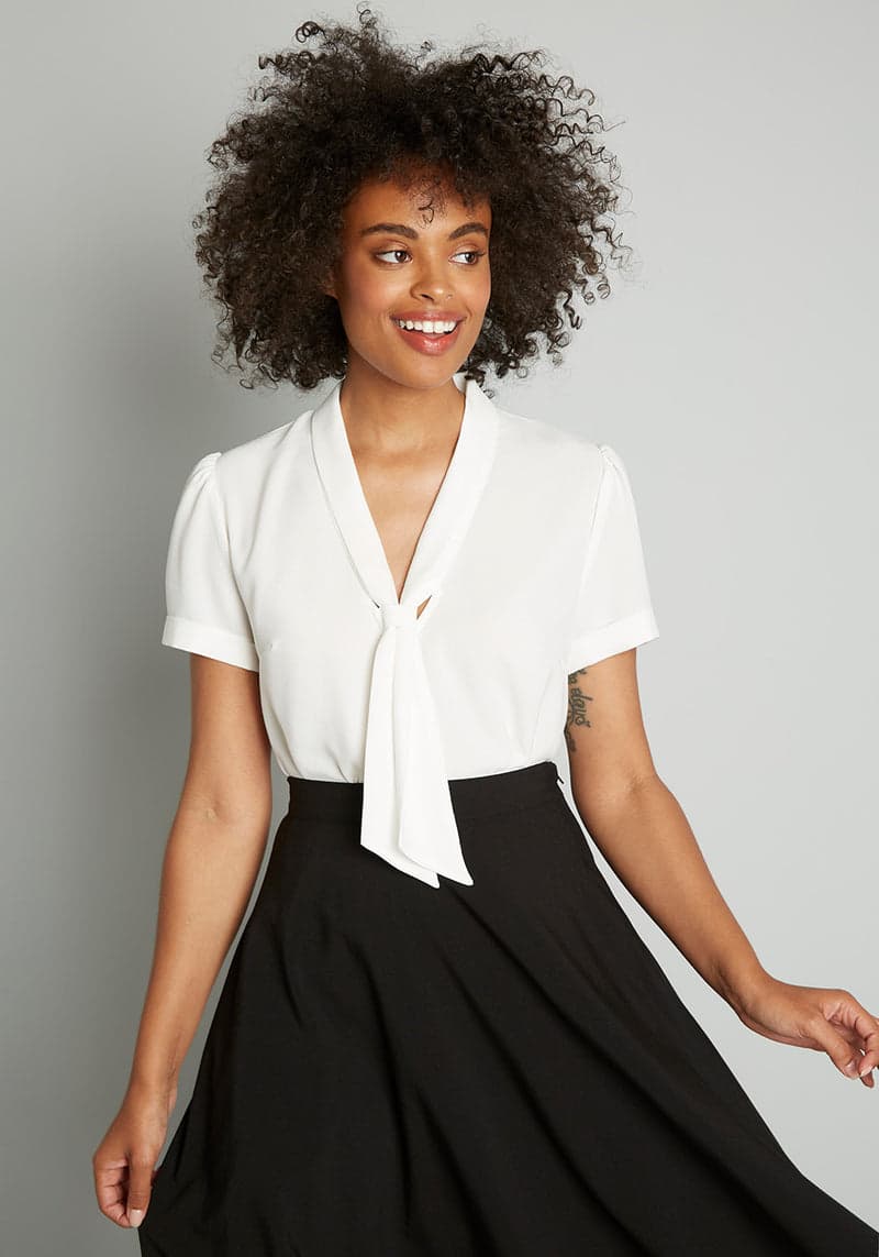 Polished and Playful Tie-Neck Blouse