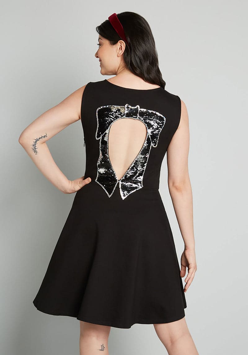 Black Bow Affair Fit And Flare Dress