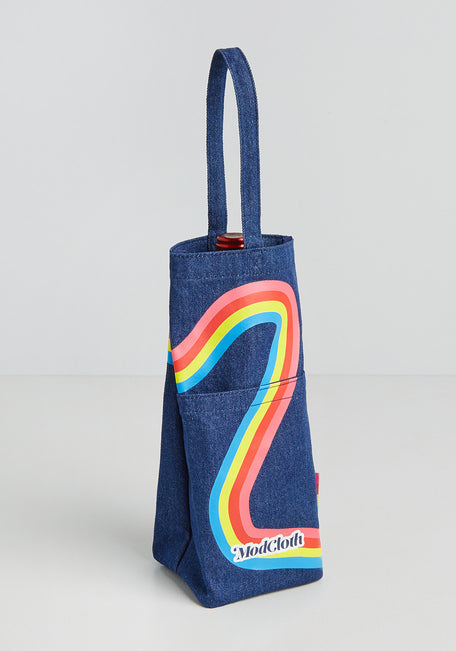 Groovy Denim Wine Tote Bag