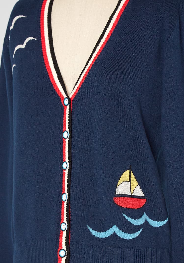 Out On The Open Sea Embroidered Cardigan