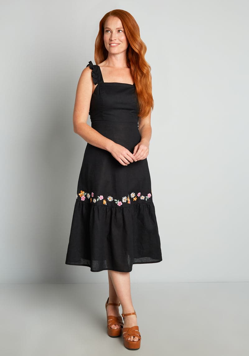 Fancy A Frolic? Embroidered Midi Dress