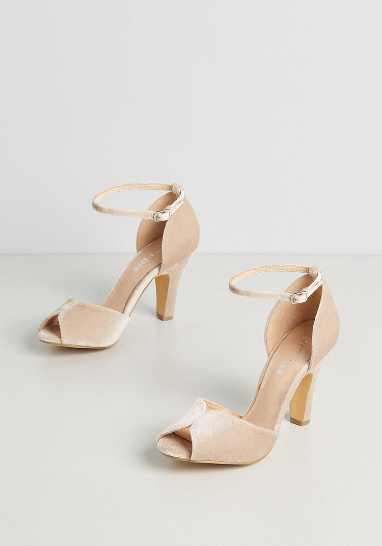 velvet peep toe heels