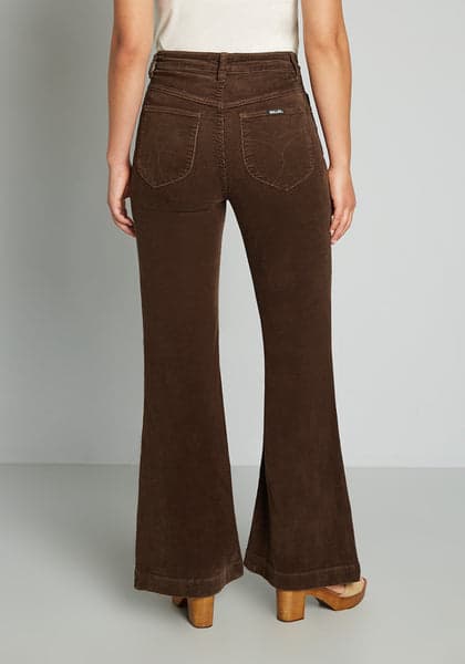 Brown Corduroy Flare Pants (Large) - Imber Vintage