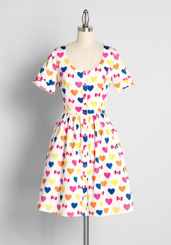 Modcloth x Hello Kitty Brought You A Rainbow A-Line Dress in Hello Kitty Pink, Size Small
