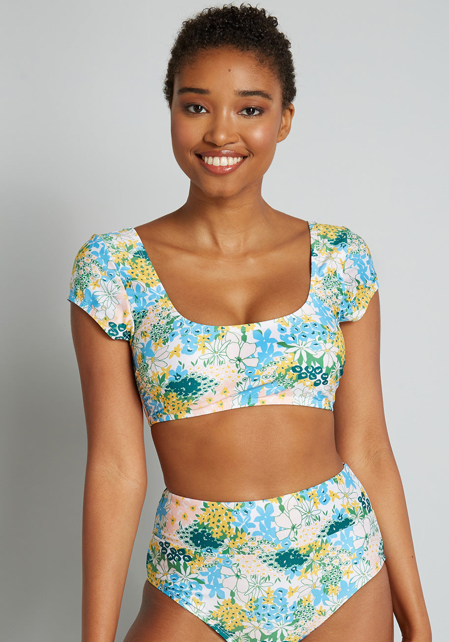 crop top high waisted swimsuit