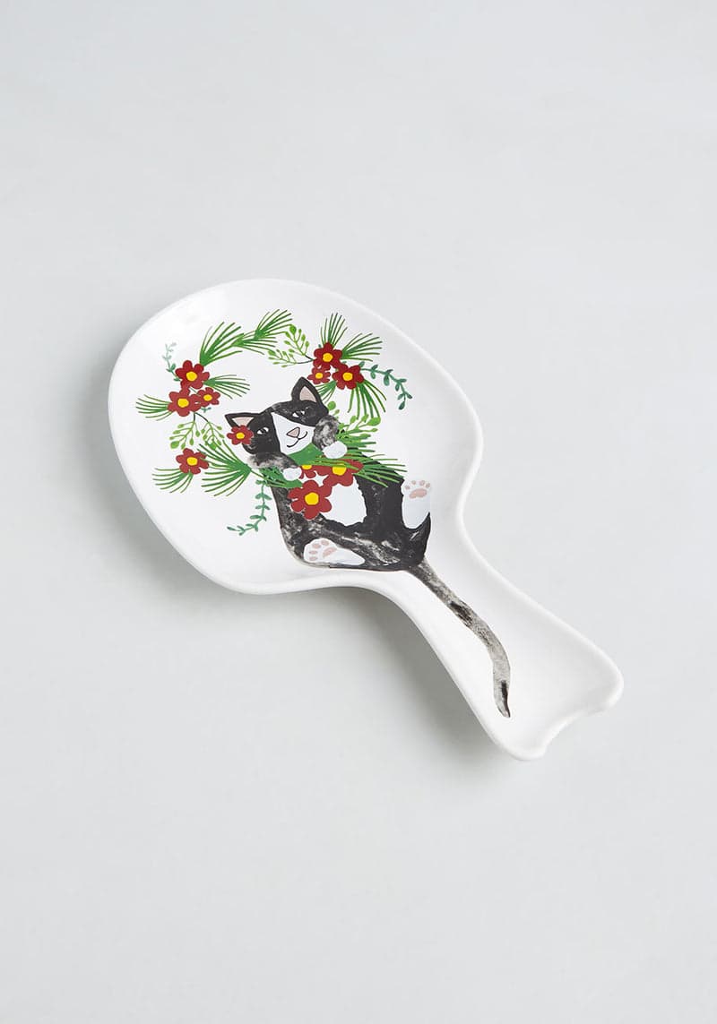 Purr-fect Holiday Ceramic Spoon Rest