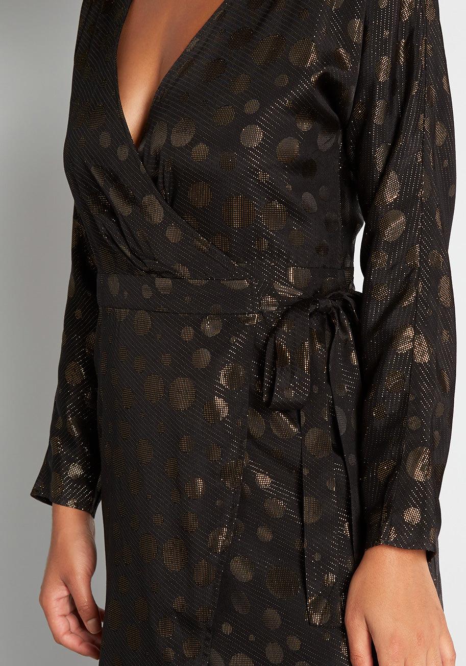 Golden Record Party Wrap Dress | ModCloth